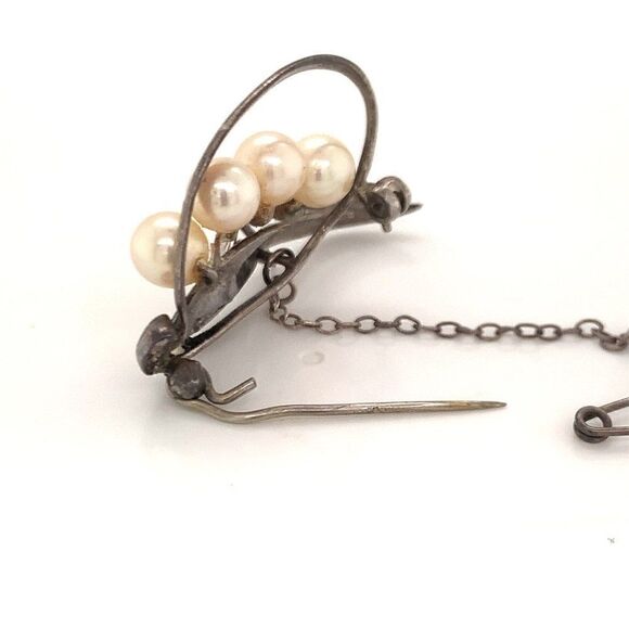 Mikimoto Estate Akoya Pearl Brooch Pin Sterling Silver 6.5 mm 5.56 Grams M199 - Picture 12 of 13